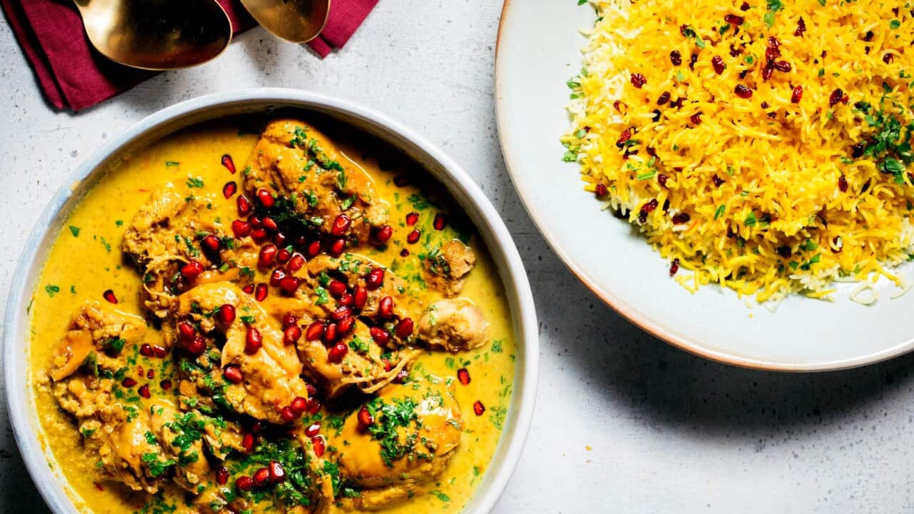 Fesenjun (walnut and pomegranate chicken stew)