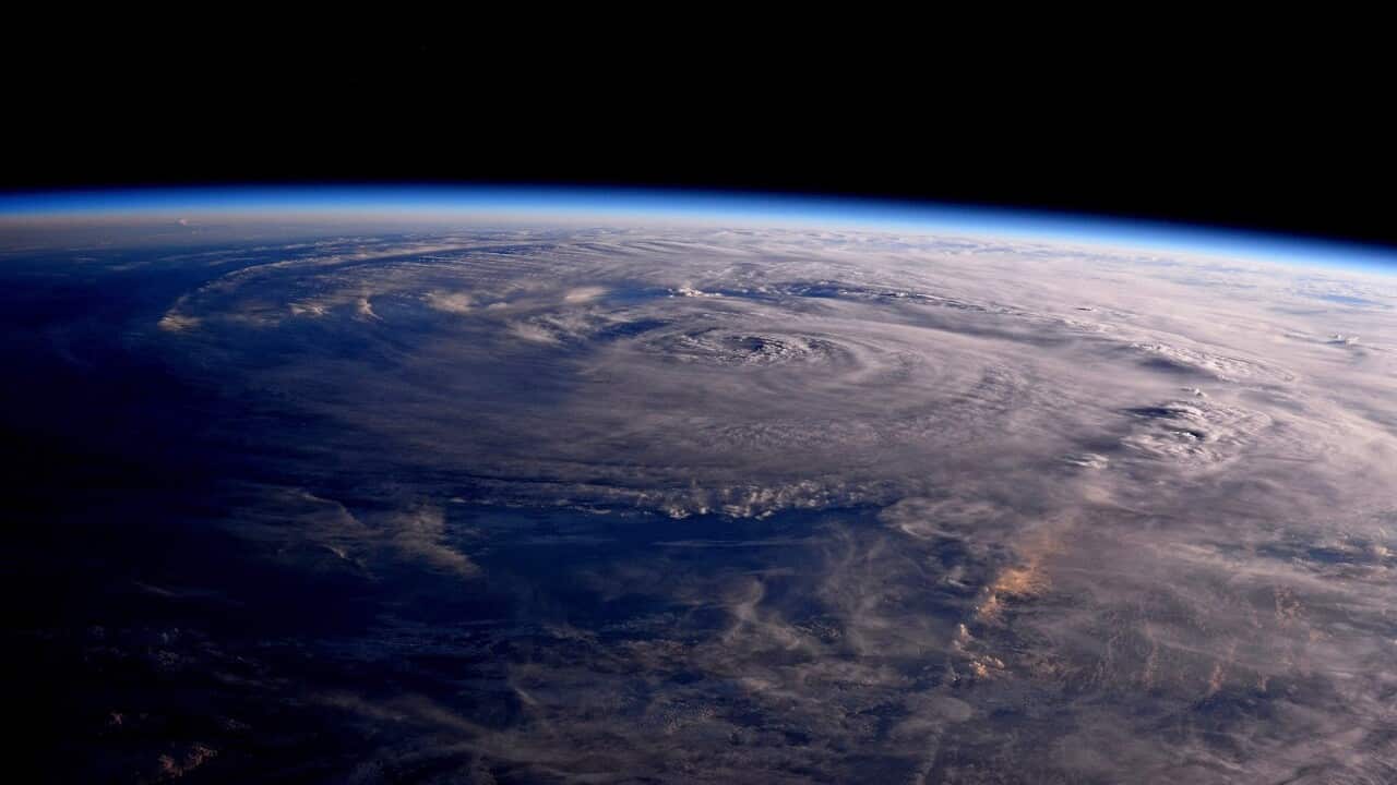 NASA: Hurricane Harvey over Texas on Saturday, Aug. 26, 2017, seen from the International Space Station.
