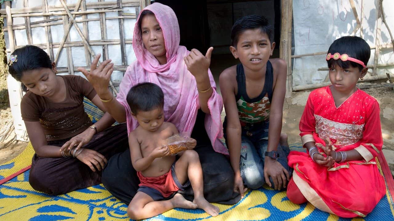 Rohingya refugee woman Johara, 30, a mother of five children, in Unchiprang refugee camp near Cox's Bazar, in Bangladesh.