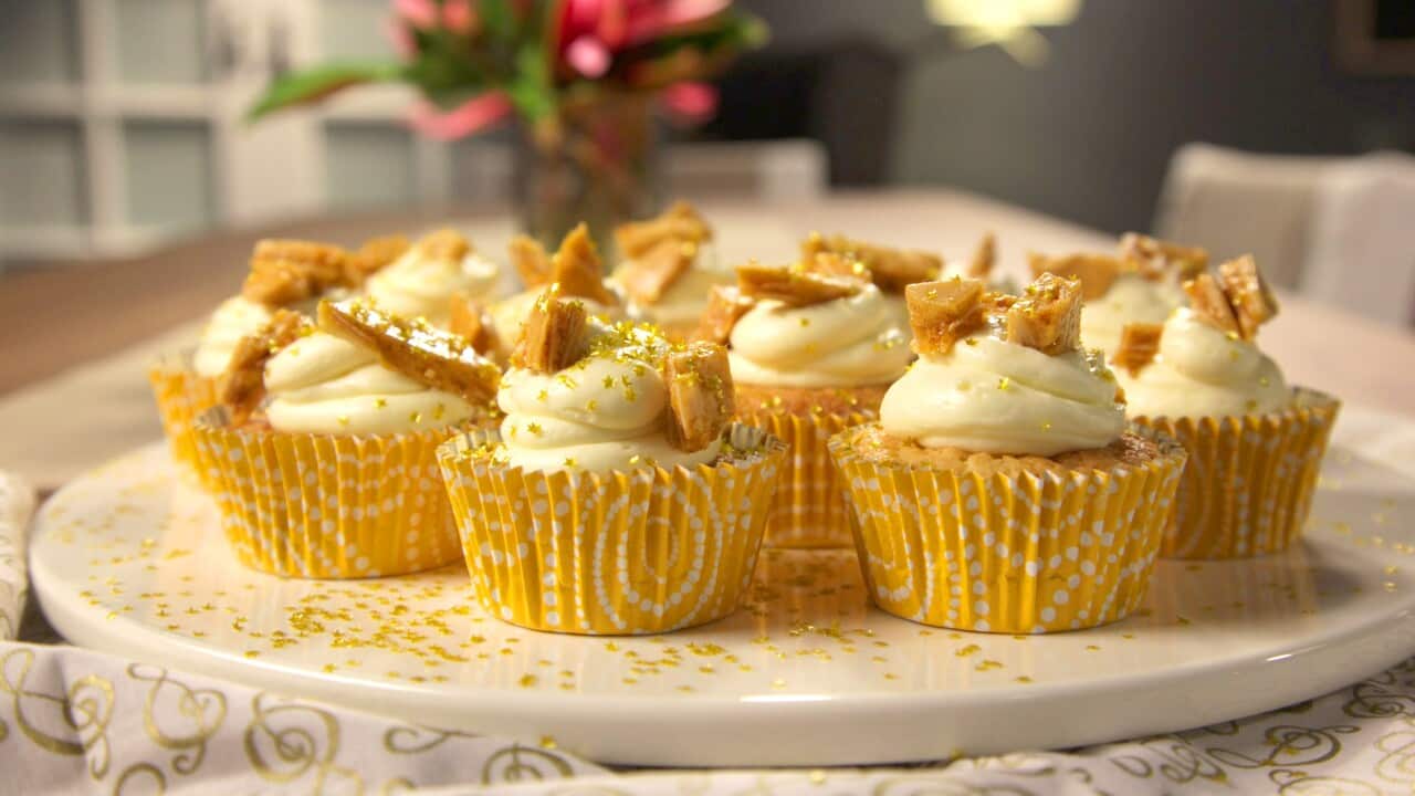 Almond honeycomb cupcakes
