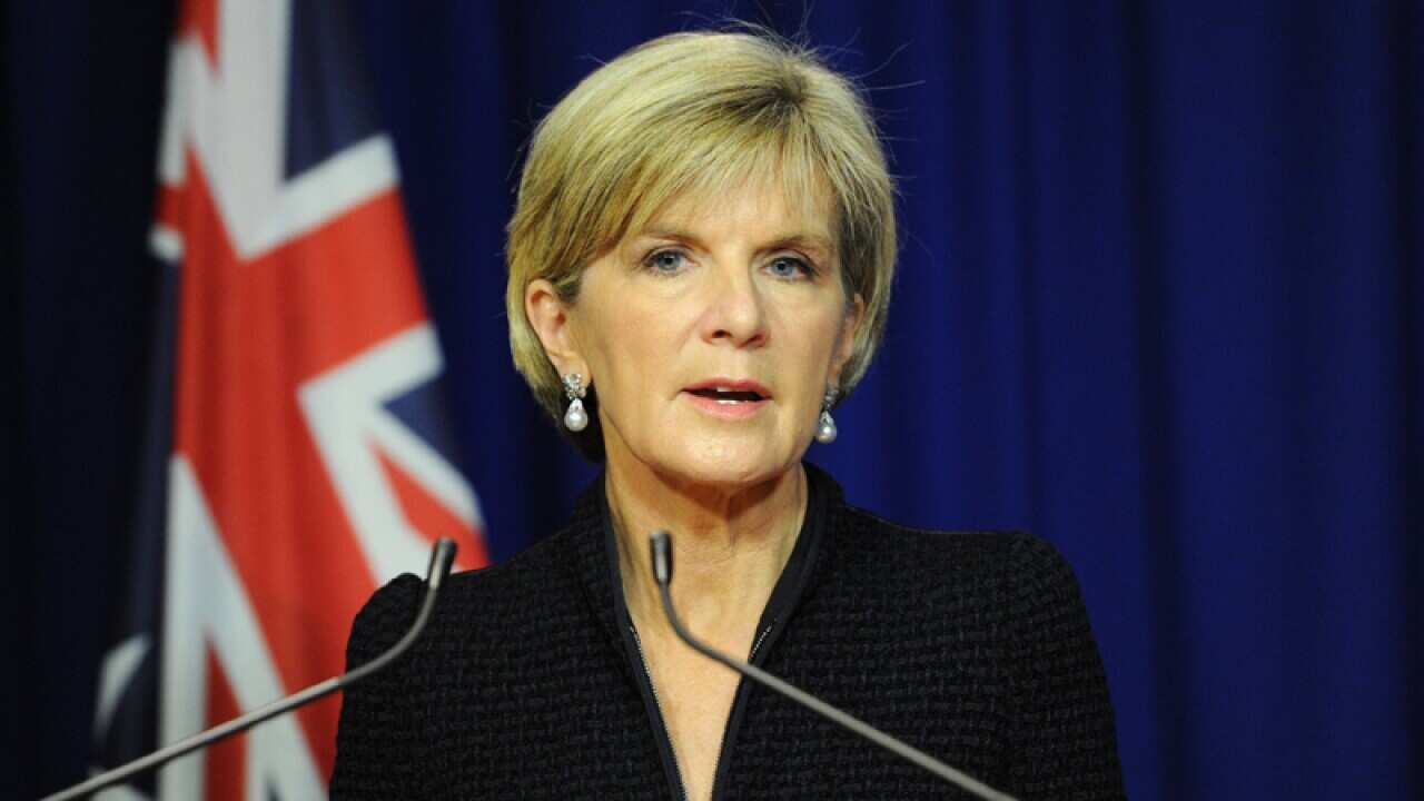 Julie Bishop speaks at a press conference.