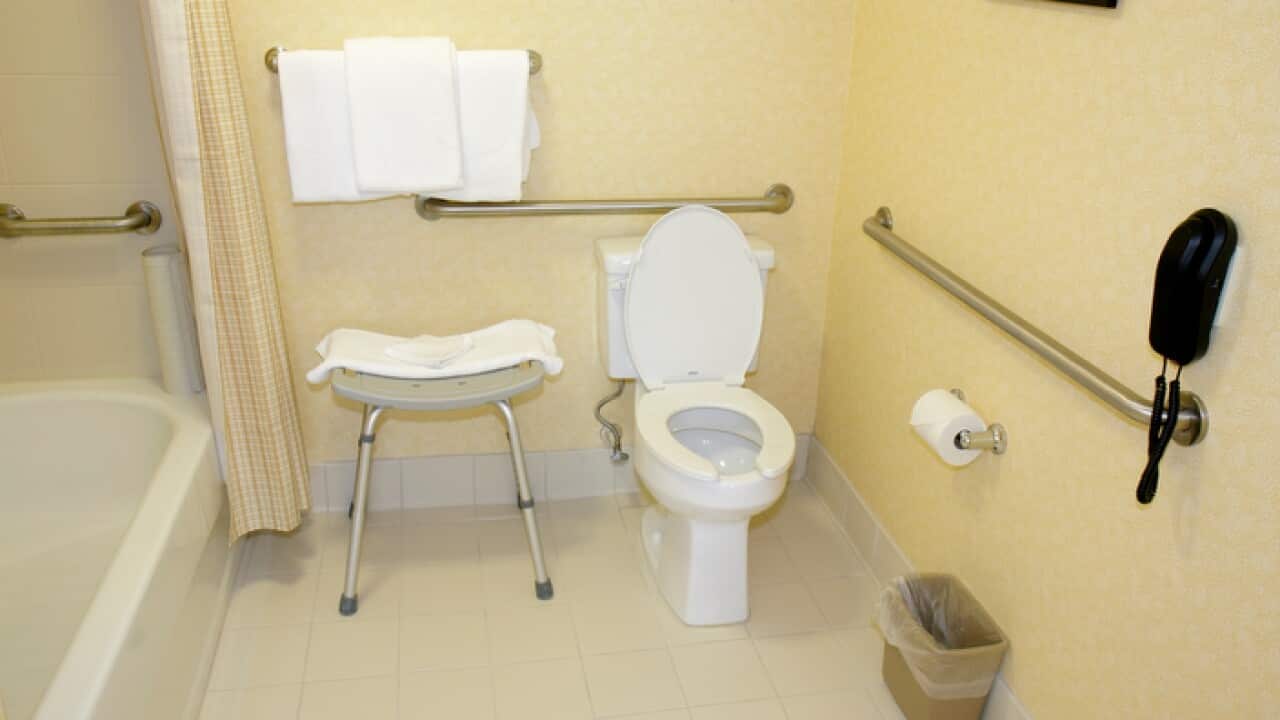 A wheelchair accessible bathroom at Residence Inn Marriott