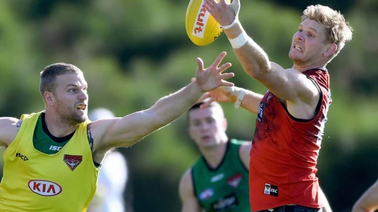 Jake Stringer and Michael Hurley at training