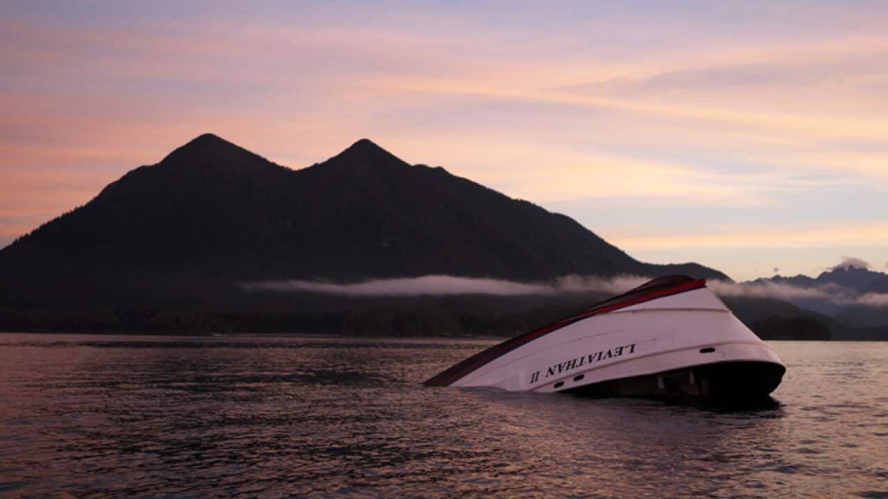 The bow of the Leviathan II, a whale-watching boat that capsized