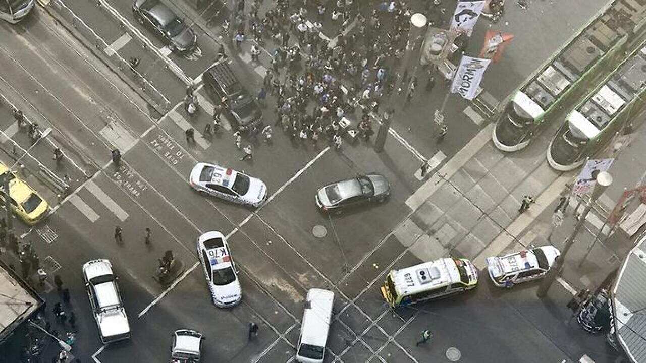 An aerial view of the street corner where the incident occurred