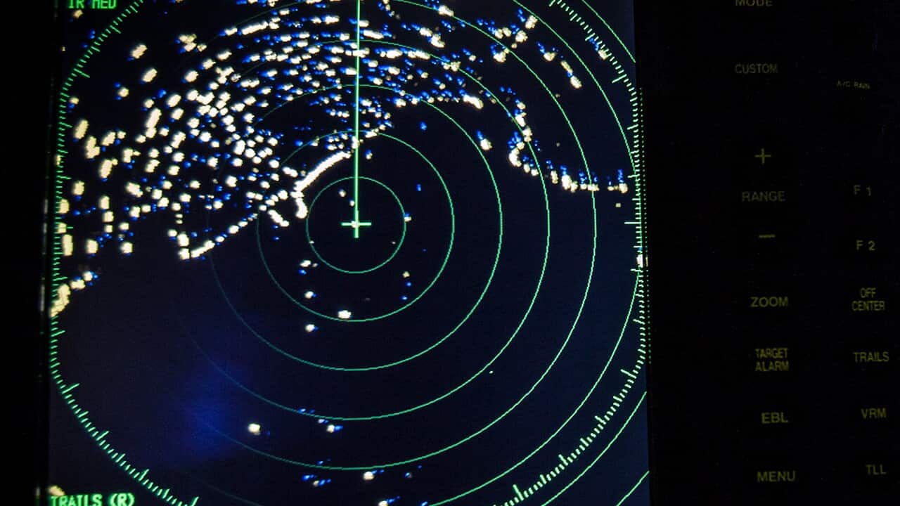 An Indonesian navigational radar shows one of the areas searched for MH370.