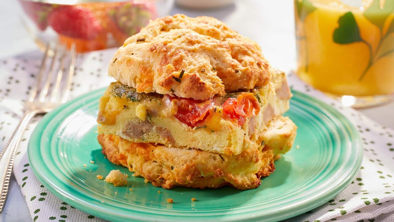 Cheddar biscuit breakfast sandwiches