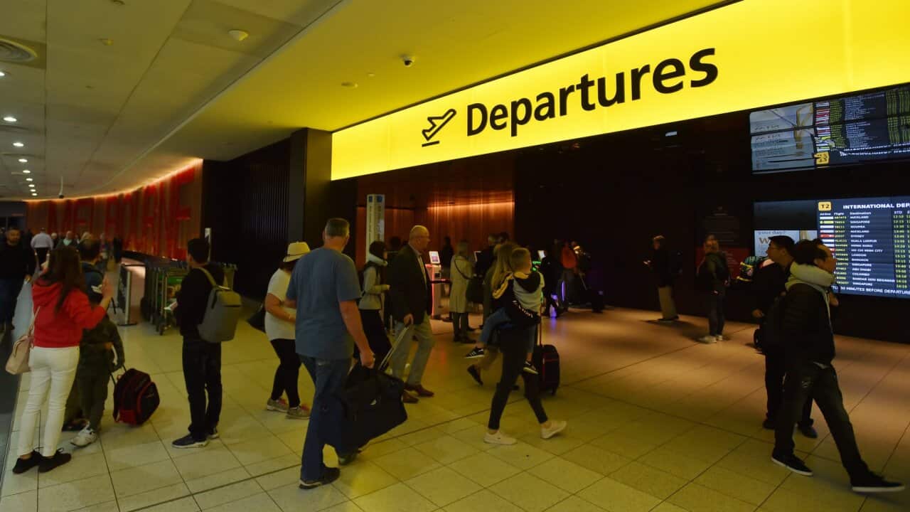People in the International Departures terminal at Melbourne Airport, Monday, April 29, 2019. AAP Image/James Ross