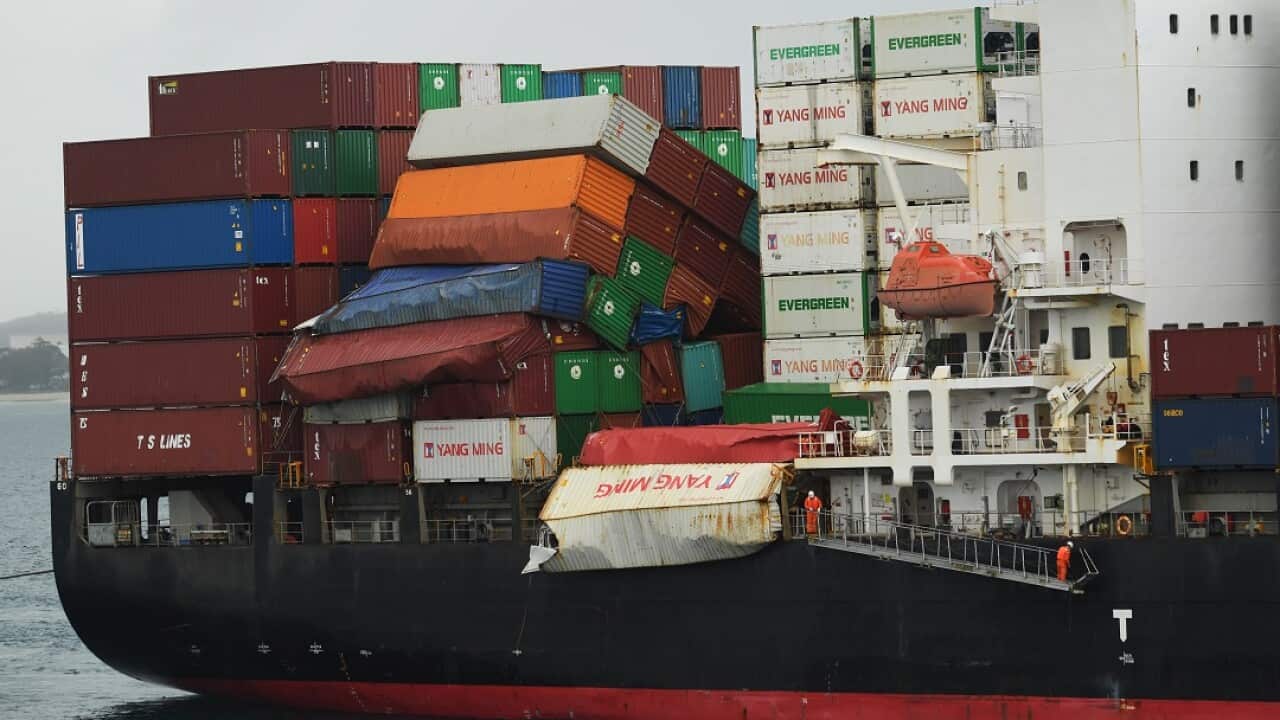 The container ship YM Efficiency arrives in Sydney on June 6.