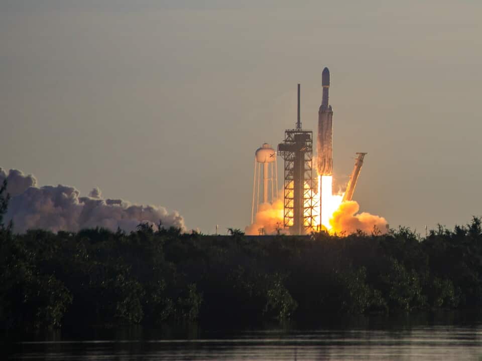 Liftoff of NASA SpaceX Falcon Heavy carrying the Nancy Grace Roman Space Telescope at 7:26 AM August 30th 2026 from historic LC-39A