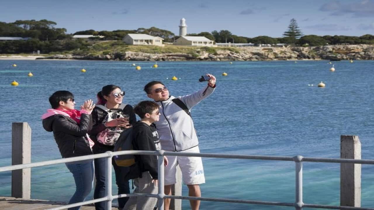 Tourists take a selfie on Rottnest Island
