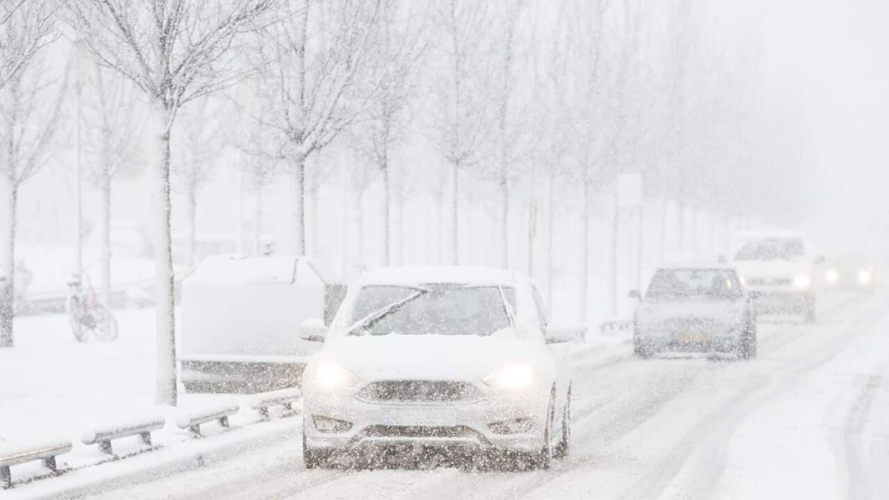 Heavy snow fell across northern Europe causing chaos on roads and airports, as Britian experienced its heaviest snowfall in four years.