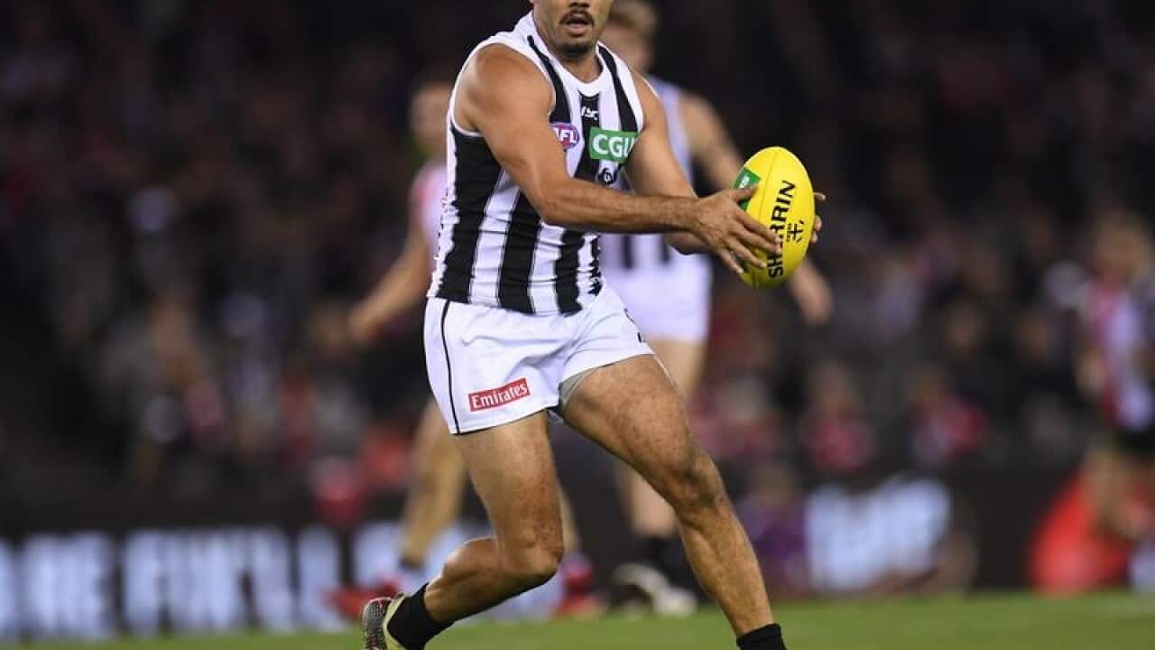 AFL player Daniel Wells of the Magpies is seen in action.