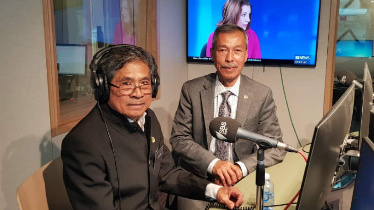 KKF Delegations: Tran Minh Rinh (L) and To Kim Thong (R) at SBS studio in Melbourne