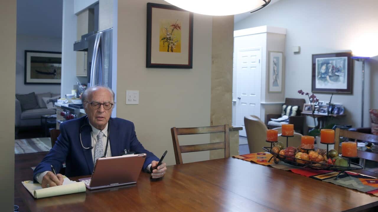 Dr. Neil Handelman meets with a patient remotely during a telemedicine appointment to discuss and diagnose possible coronavirus symptoms.
