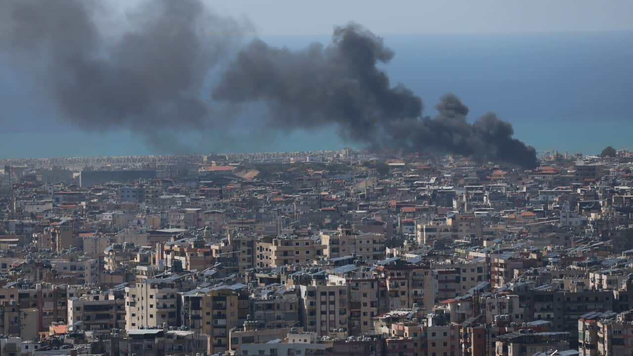 Smoke billows following Israeli airstrikes on Dahieh, in the southern suburbs of Beirut, Lebanon, 17 March 2026.