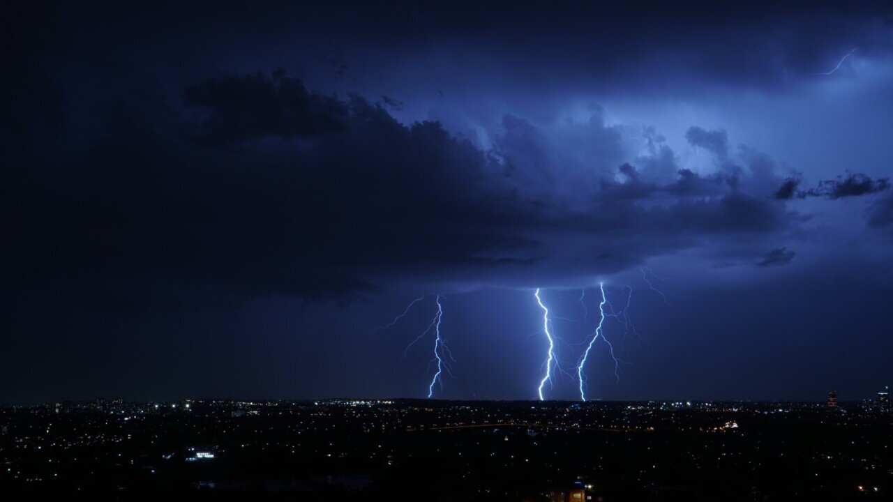 A man was killed by a flying gas bottle during severe wind gusts and storms in Sydney.