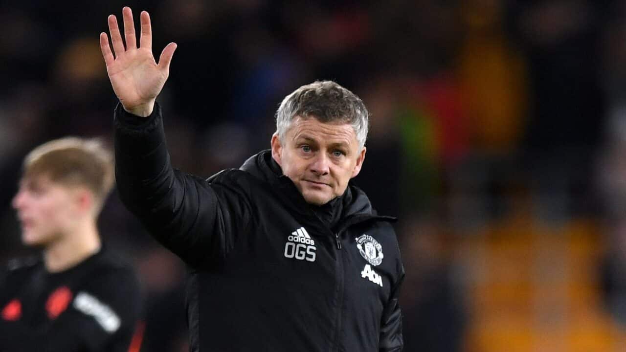 Manchester United manager Ole Gunnar Solskjaer acknowledges supporters after a match