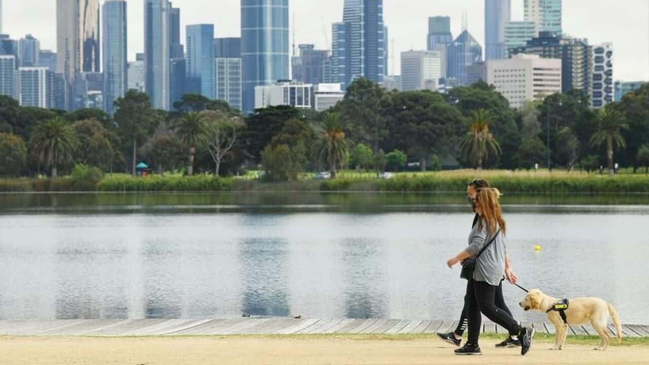 People are seen exercising in Melbourne