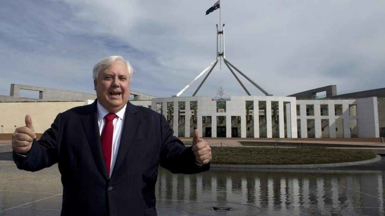 Clive Palmer outside Parliament House in 2013.