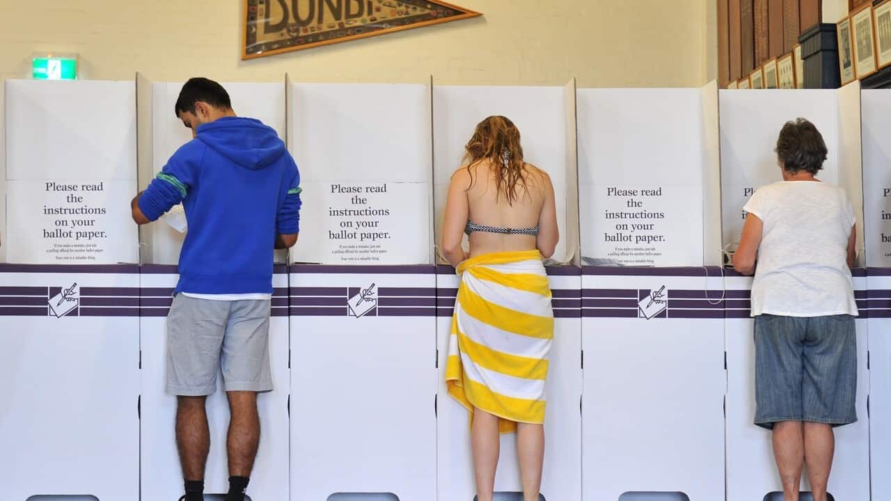 Voters at the Bondi Surf Bathers Life Saving Club.