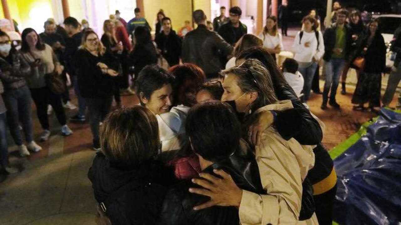 Activists of the "Unione Donne Sammarinesi" San Marino's women union camp celebrate in San Marino, Sunday, 26 September, 2021.