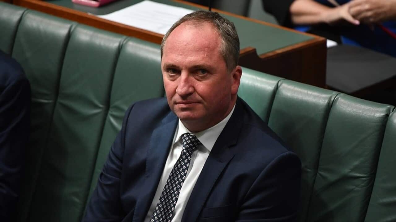 Deputy Prime Minister Barnaby Joyce during Question Time in the House of Representatives at Parliament House in Canberra, Wednesday, February 7, 2018. (AAP Image/Mick Tsikas) NO ARCHIVING
