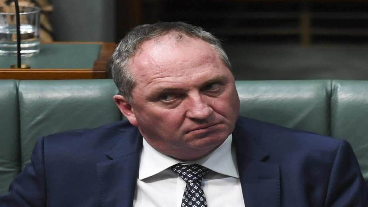 Barnaby Joyce reacts during Question Time in Parliament House.