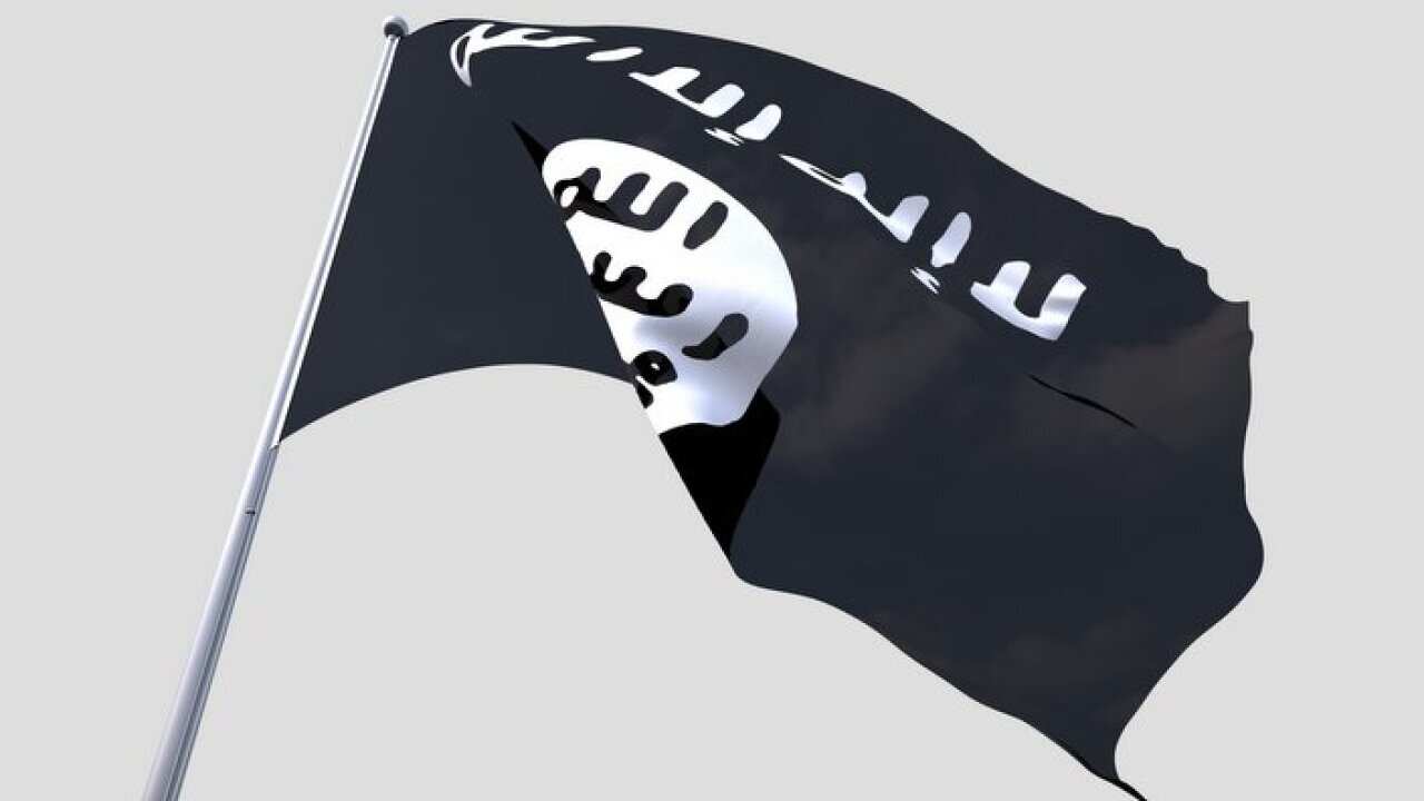 Islamic State flying flag isolate on white background.