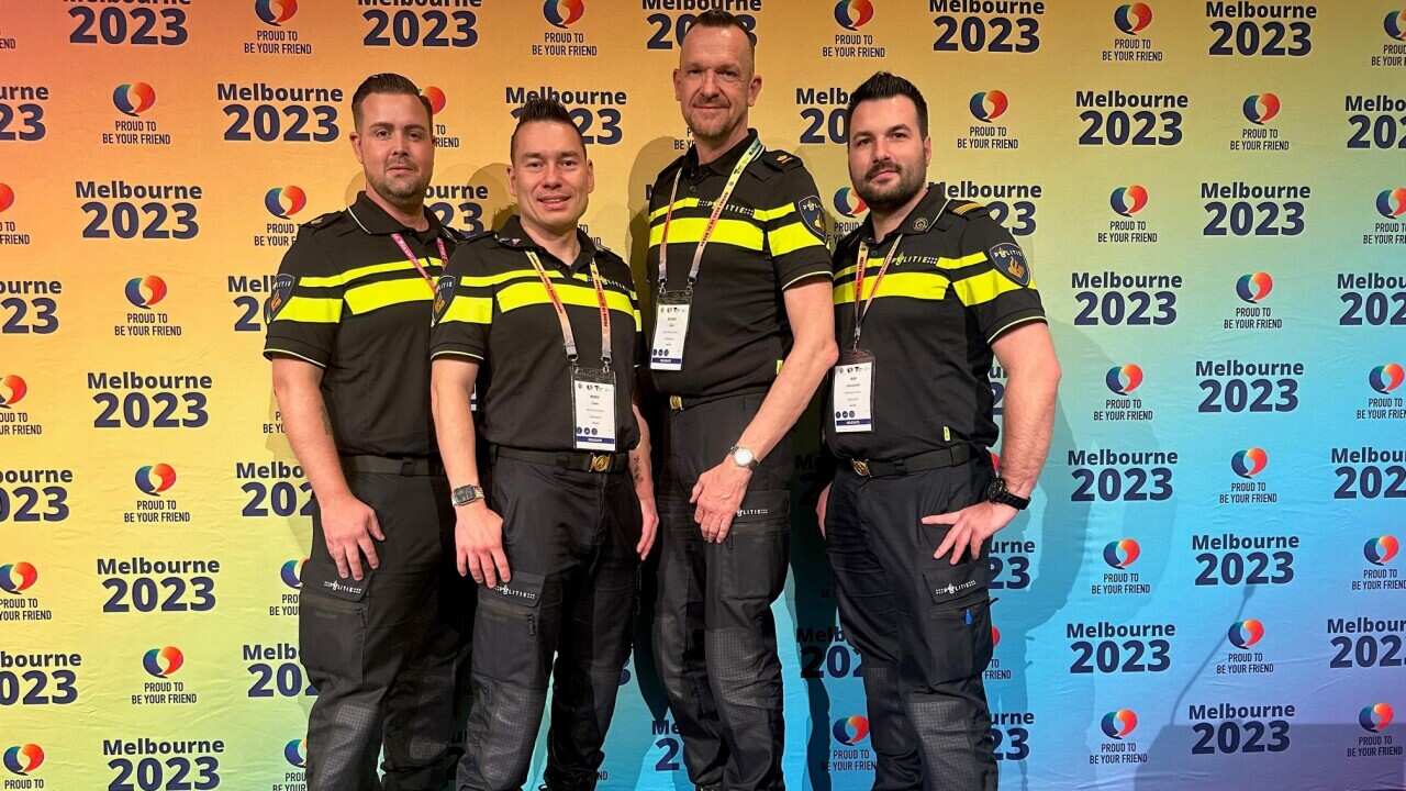 Delegatie Roze in Blauw, Nederlandse politie, op de LGBTQI+ conferentie in Melbourne 2023