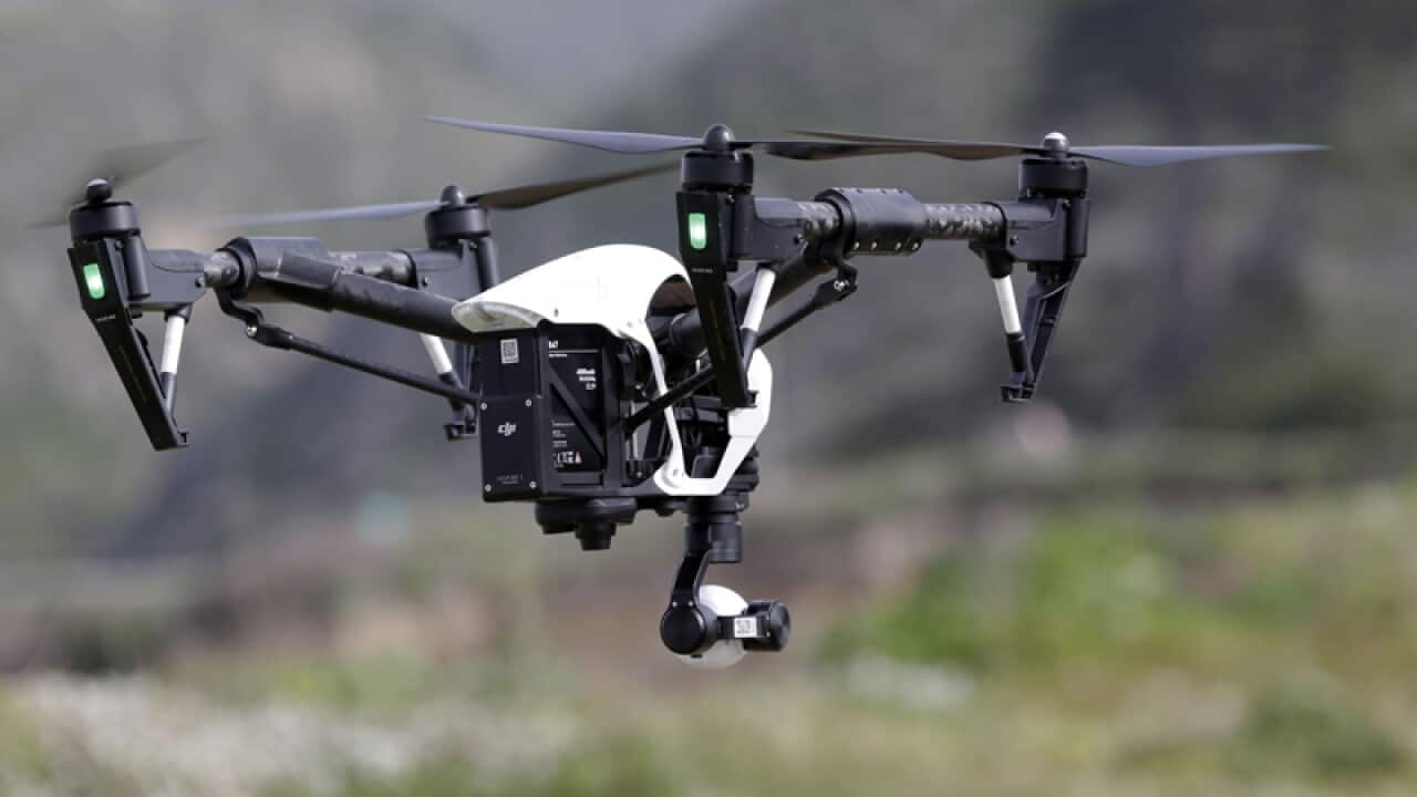 A drone is flown in California