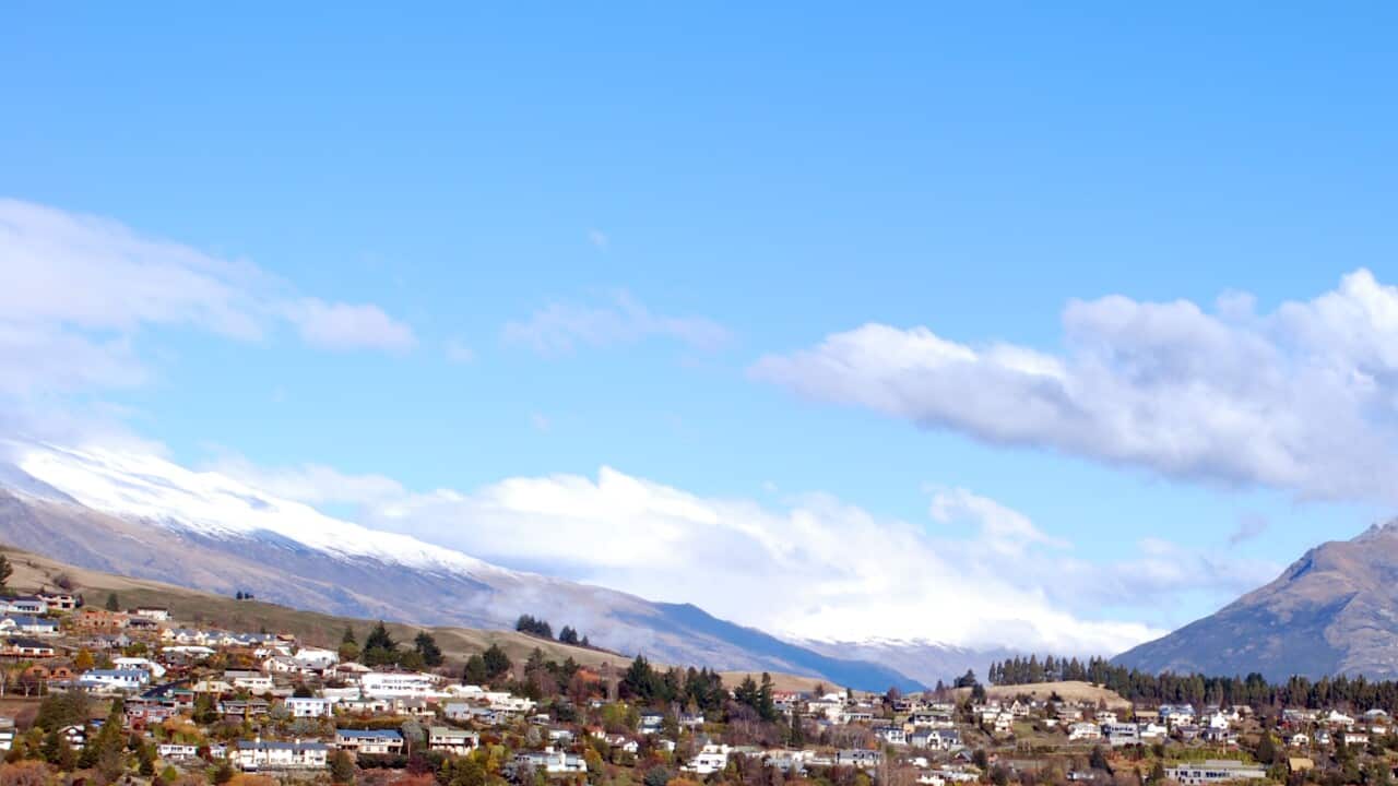 View overlooking Lake Wakatipu and The Remarkables.