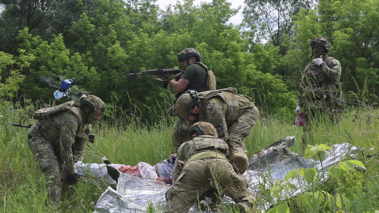 Ukrainian servicemen attend medical training before departure to the frontline