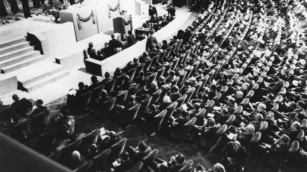 Representatives of 50 countries at the conference to draw up the United Nations Charter on April 25 1945 in San Francisco.