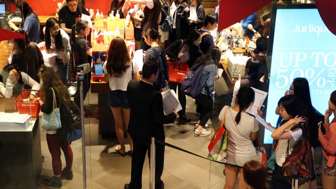 Shoppers look for a bargain in Pitt Street Mall