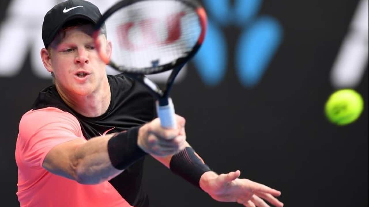 Kyle Edmund of the United Kingdom in action