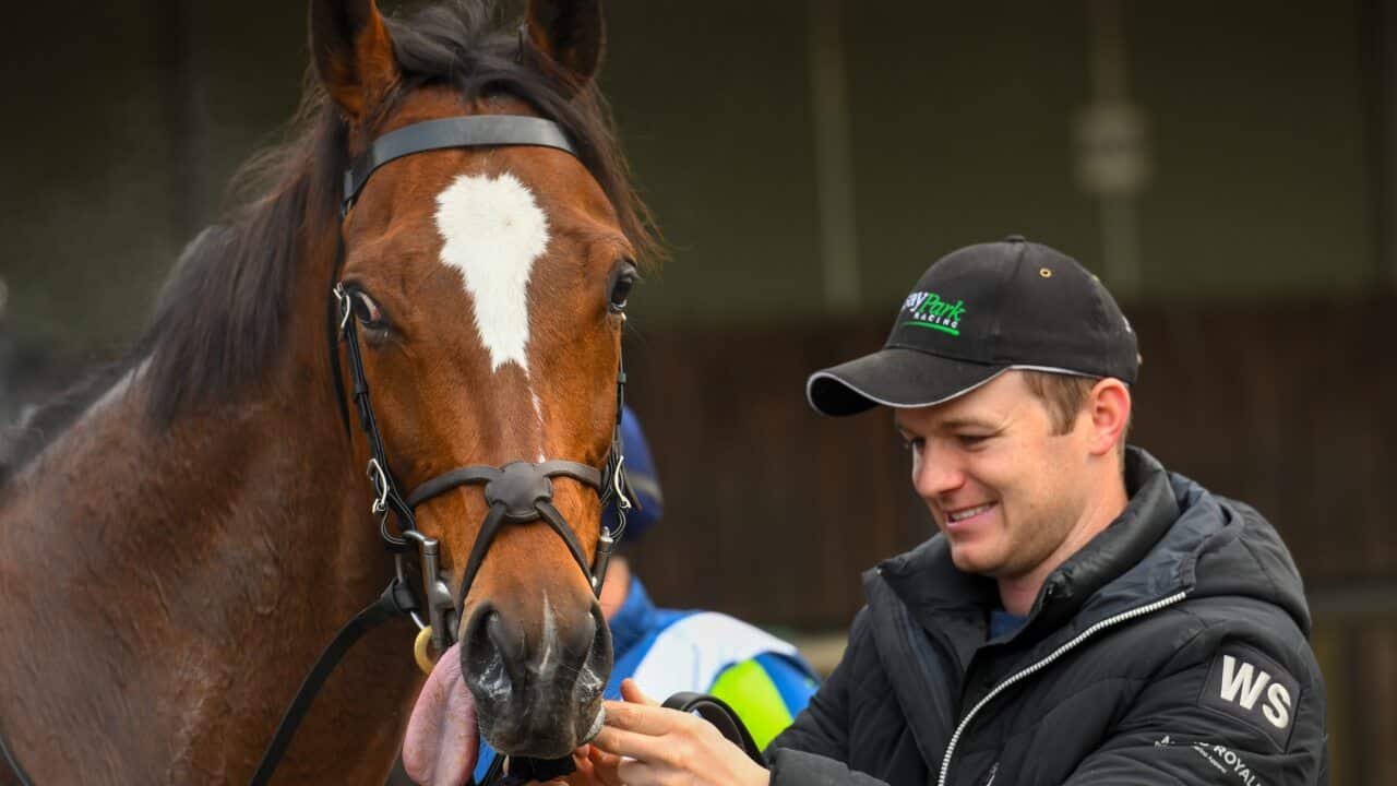 Rostropovich with trainer Ben Hayes.