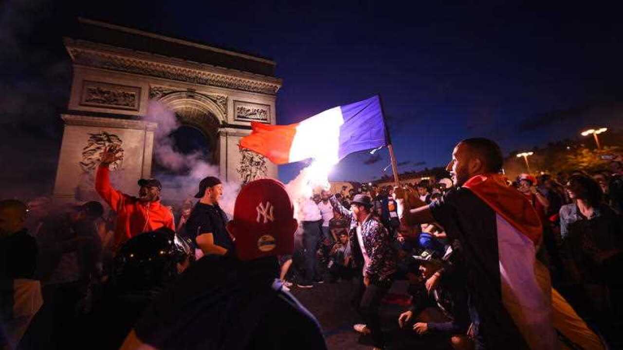 Atmosphere on the Champs Elysées avenue after the France vs Belgium in Paris, France on July 10, 2018.