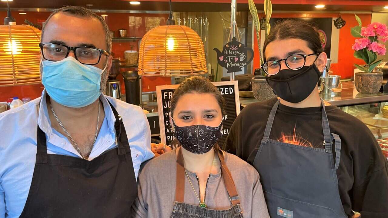 Abbas Zaki, Tasneem Abbas and Murtaza Abbas at Zakinsa, their family restaurant in Chatswood.