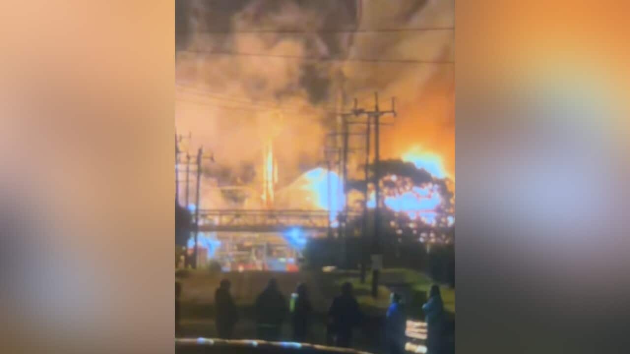 OIL REFINERY FIRE GEELONG