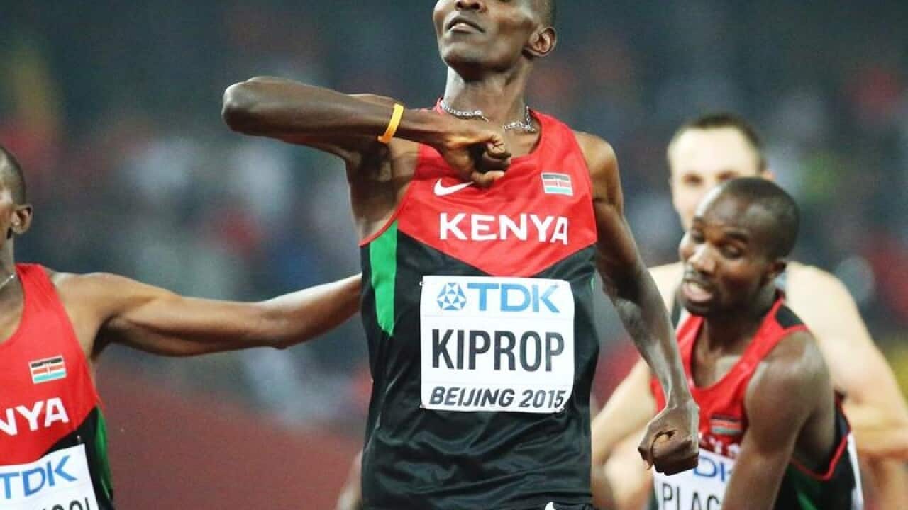 This is a file image of Kenyan runner Asbel Kiprop in action.