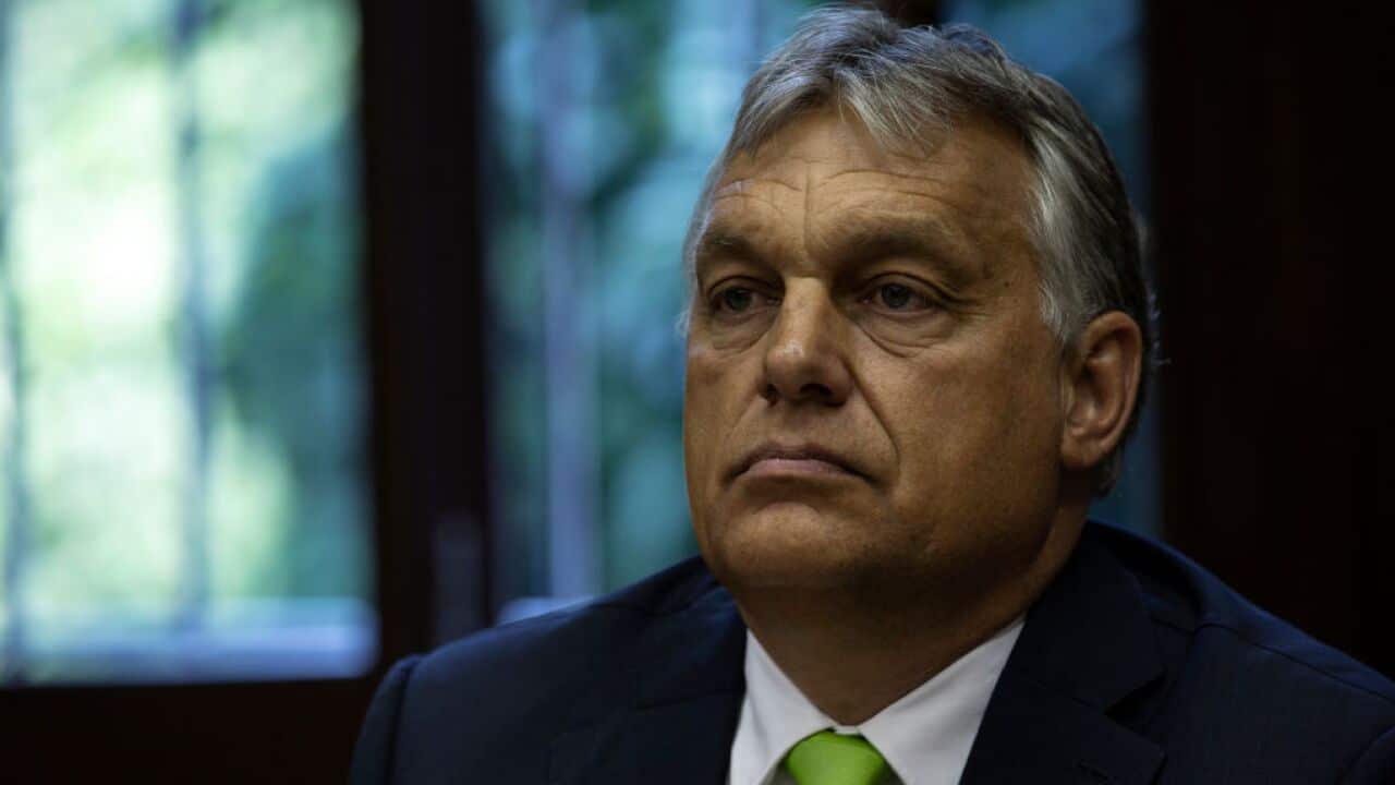 Hungary’s Prime Minister Viktor Orban attends a news conference.