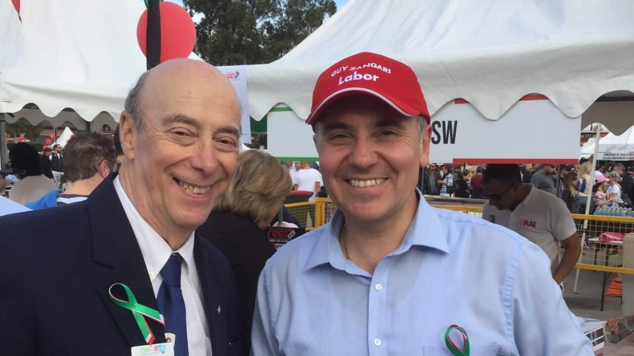 Maurizio Aloisi con il parlamentare del Nsw Guy Zangari