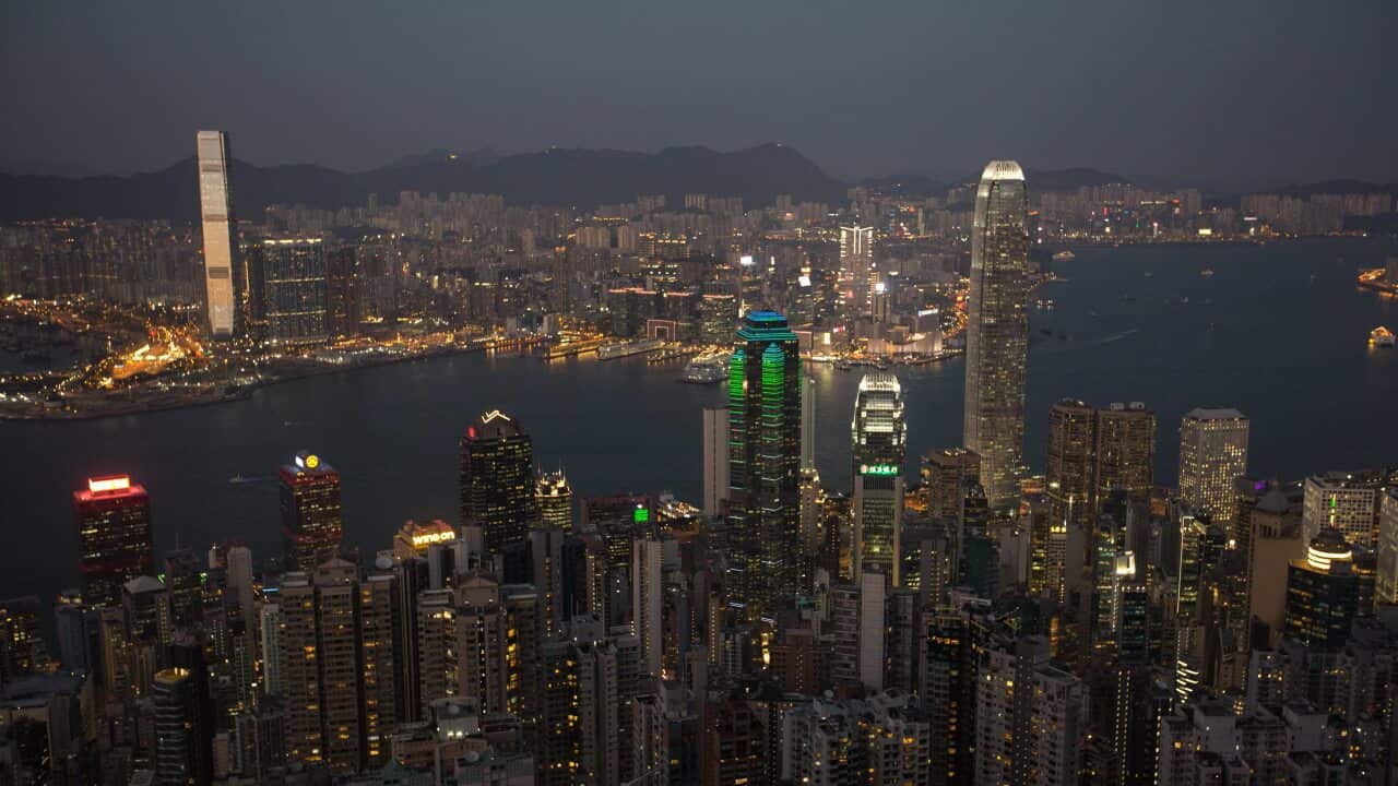 A general view of commercial and residential buildings as seen from Victoria Peak in Hong Kong, China.