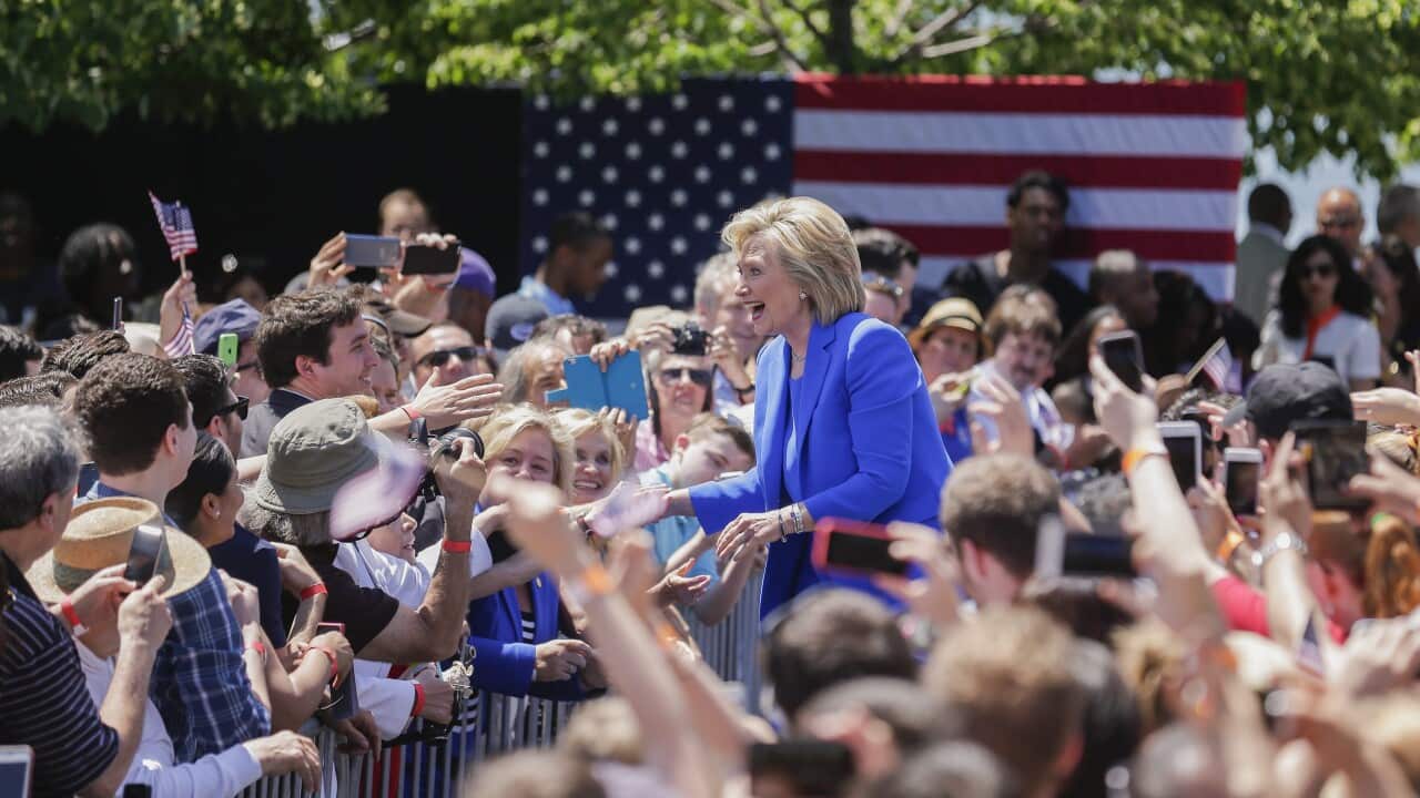 Democratic 2016 US presidential candidate Hillary Clinton arrives to make her official launch address on Roosevelt Island in New York, New York, USA, 13 June 2015. (EPA/ANDREW GOMBERT)