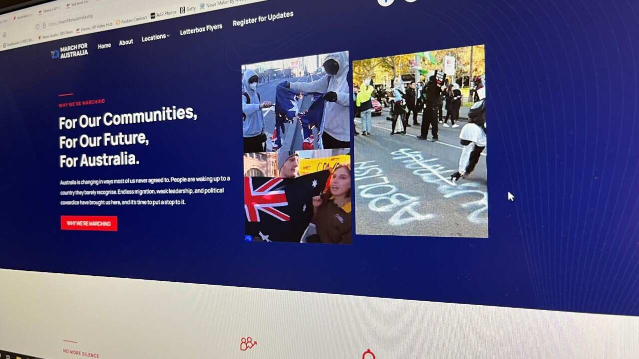 The March for Australia website is seen on a computer screen (SBS).jpg