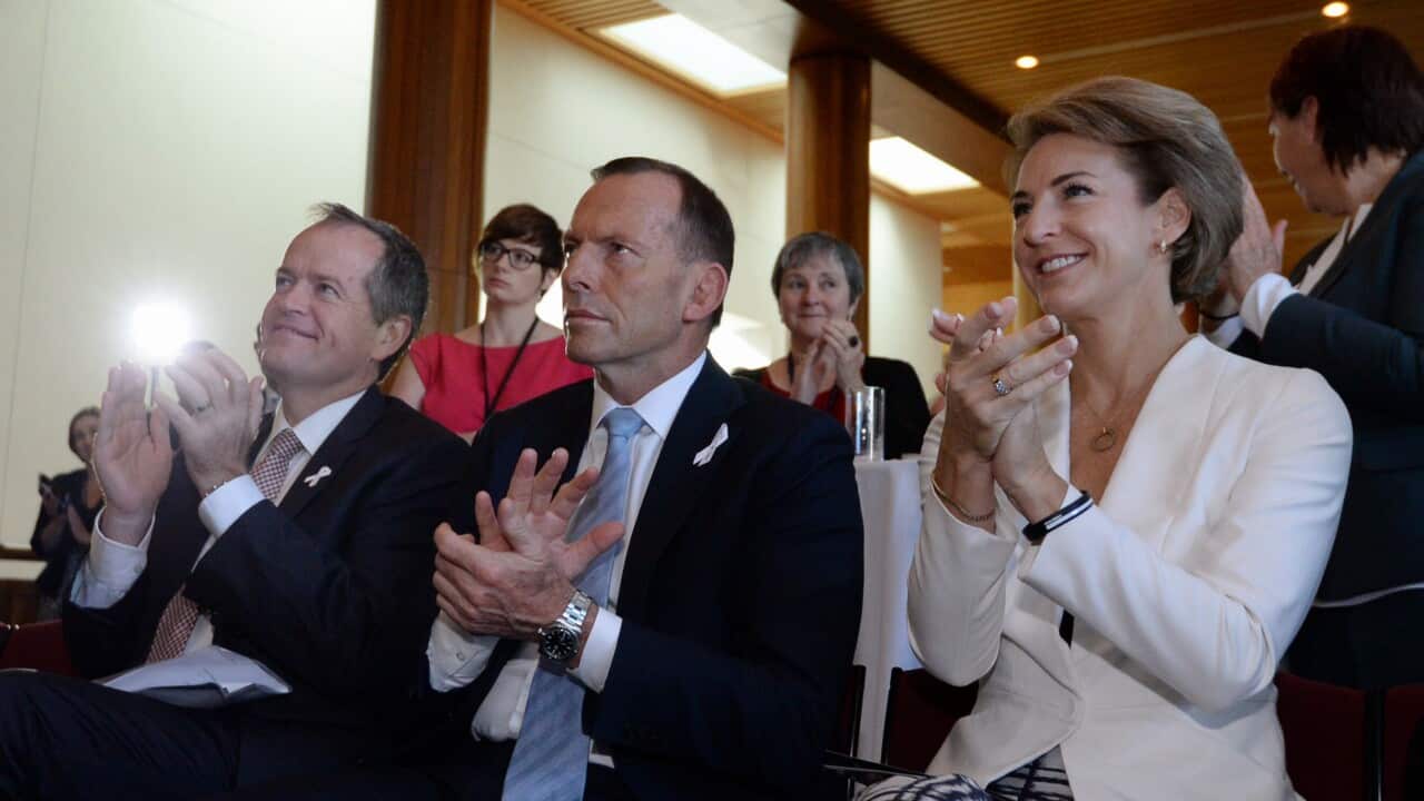 Shorten, Abbott and Cash (AAP Image/Lukas Coch)