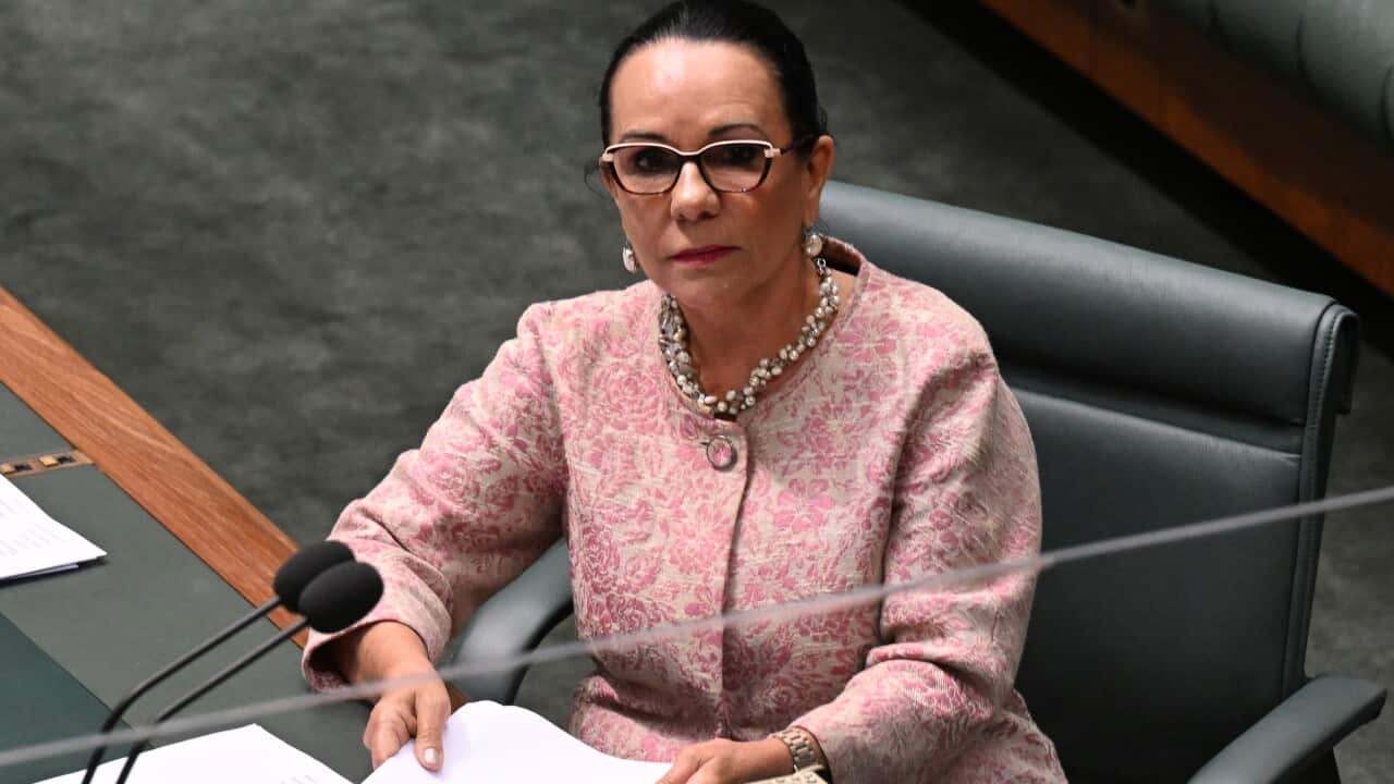 Minister for Indigenous Australians Linda Burney after speaking on a condolence motion in the House of Representatives at Parliament House.