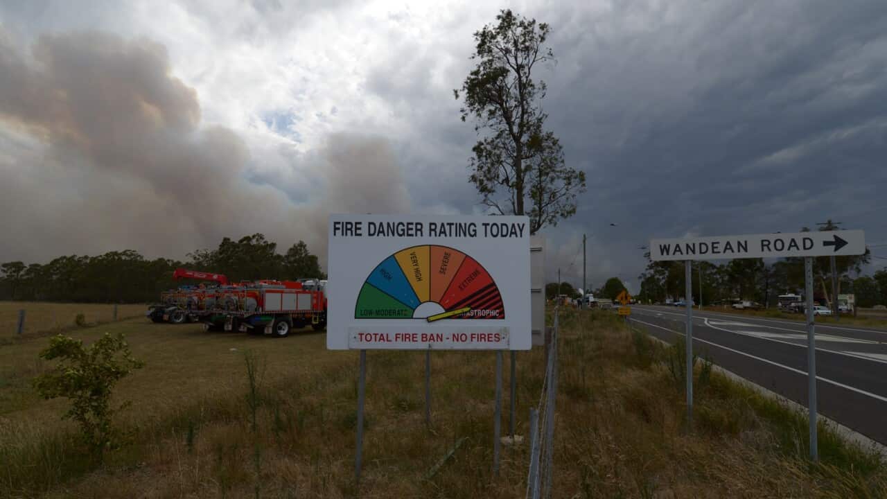 A fire danger rating sign