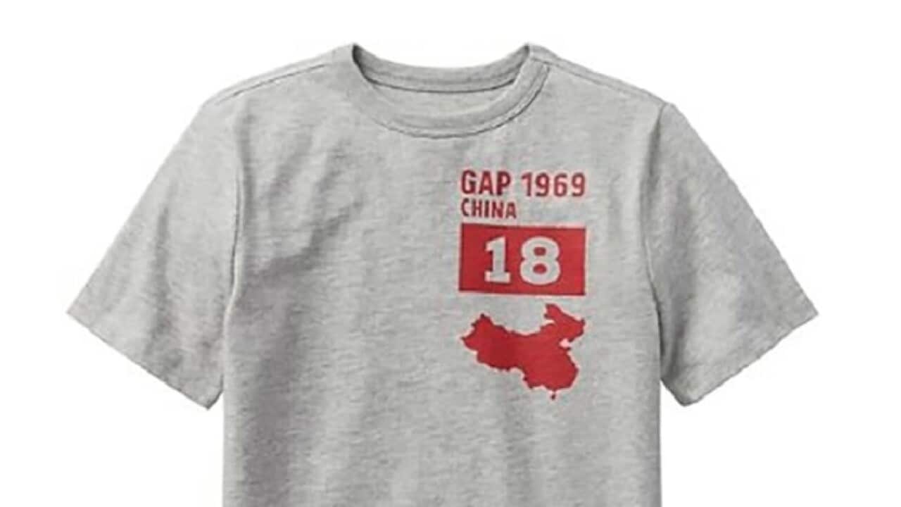 American clothing retailer Gap has apologised for printing an incomplete Chinese map on T-shirts for sales outside China.